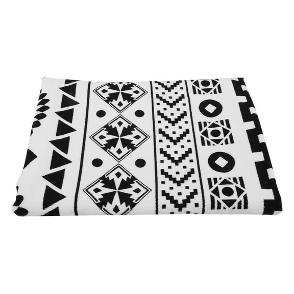Unique Bargains 1 Pcs Soft Absorbent Beach Towel Geometry Pattern Classic Design Black White 59"x30" for Beach