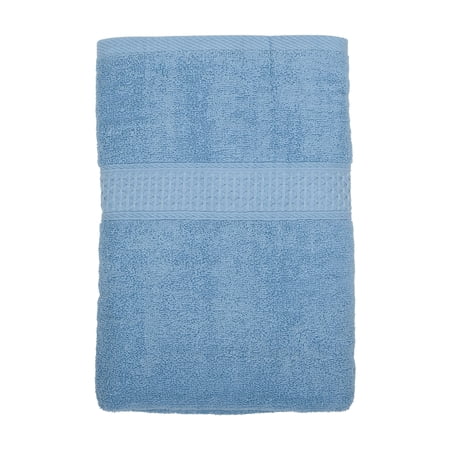Unique Bargains 1 Pcs Soft Absorbent Cotton Bath Towel Classic Design 27.56"x55.12" Blue Gray