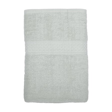 Unique Bargains 1 Pcs Soft Absorbent Cotton Bath Towel Classic Design Light Gray 27.56"x55.12"