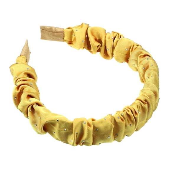 Unique Bargains 1 Pcs Solid Color Pleated Headband Women Hairband Hair Hoop for All Hair Yellow