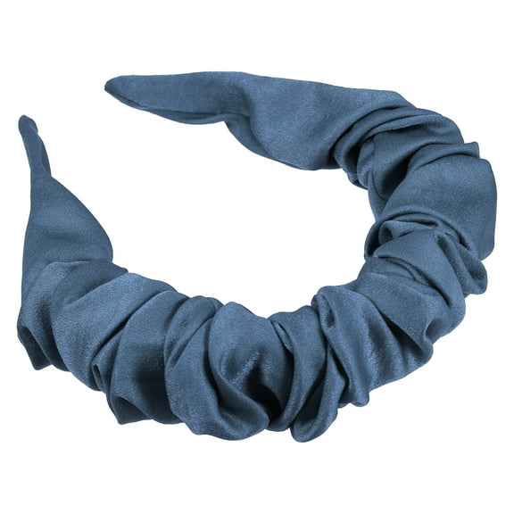 Unique Bargains 1 Pcs Solid Color Pleated Headband  for Women Hairband Hair Hoop Hair Accessories Blue