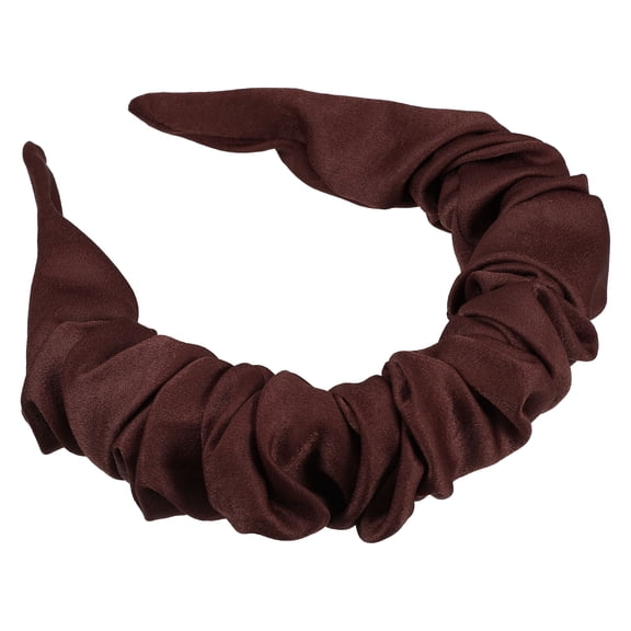 Unique Bargains 1 Pcs Solid Color Pleated Headband  for Women Hairband Hair Hoop Hair Accessories Brown