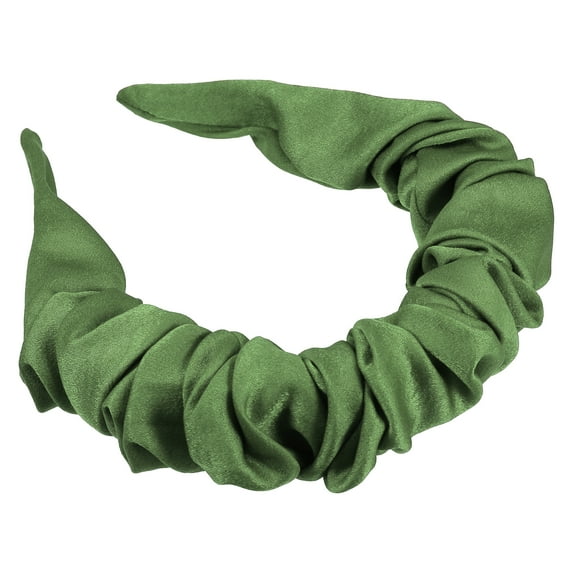 Unique Bargains 1 Pcs Solid Color Pleated Headband for Women Hairband Hair Hoop Hair Accessories Green