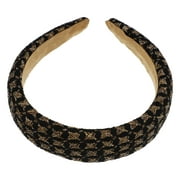 Unique Bargains 1 Pcs Tweed Padded Headband Fashion Hairband for Woman Non Slip Knitted Check Pattern Black