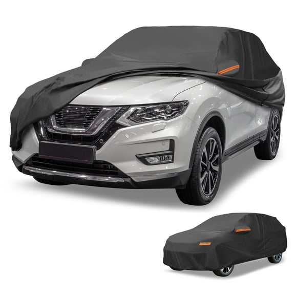 Unique Bargains 1 Pcs Universal Car Cover Waterproof All Weather Automotive Outdoor Anti-UV Sun Rain Protection 190T-PU Black Fit for SUV Length 182" to 190"