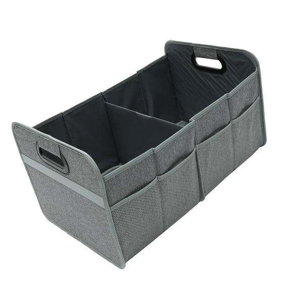 Unique Bargains 1 Pcs Universal Car Trunk Organizer - Multi Compartments Car Storage Organizer Foldable - Gray