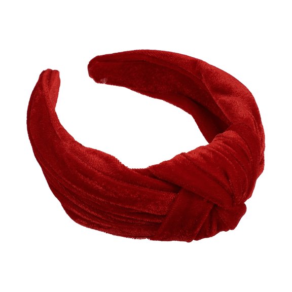 Unique Bargains 1 Pcs Velvet Wide Knotted Hairband for Women Hairband Hair Hoop Hair Accessories Red