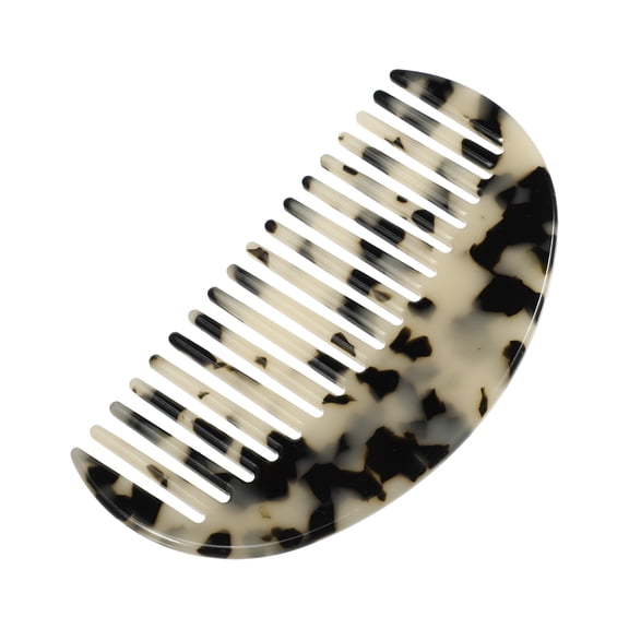 Unique Bargains 1 Pcs Women Half Round Wide Tooth Comb for Curly Thick Wavy Straight Hair Tortoiseshell