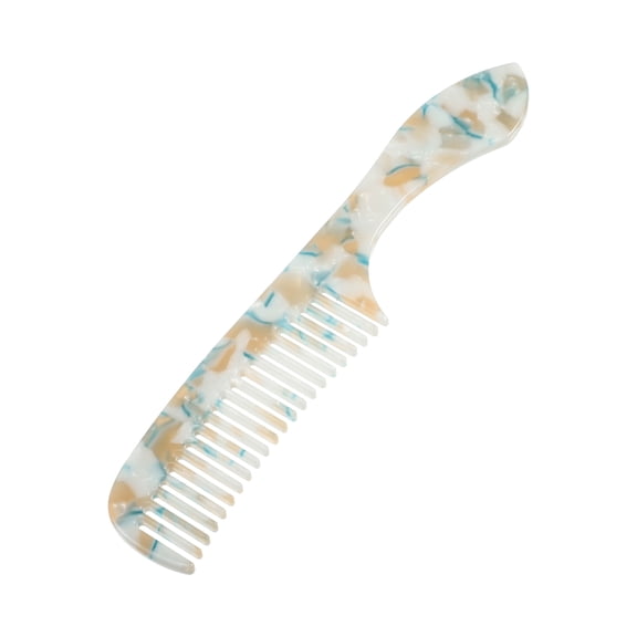Unique Bargains 1 Pcs Women Handheld Wide Tooth Comb for Curly Thick Wavy Straight Hair White and Amber