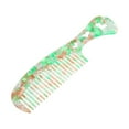 thumbnail image 1 of Unique Bargains 1 Pcs Women Heart Style Handheld Wide Tooth Comb for Curly Thick Straight Hair Green, 1 of 6
