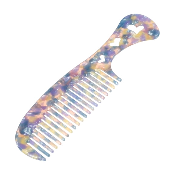 Unique Bargains 1 Pcs Women Heart Style Handheld Wide Tooth Comb for Curly Thick Straight Hair Purple