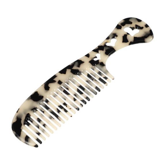 Unique Bargains 1 Pcs Women Heart Style Handheld Wide Tooth Comb for Curly Thick Straight Hair Tortoiseshell