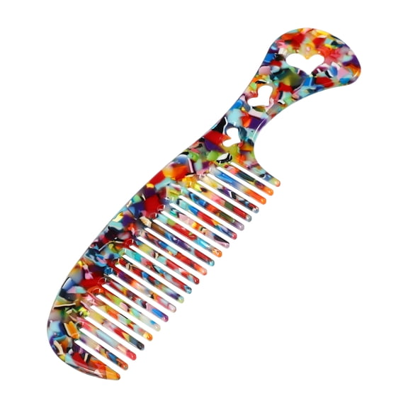 Unique Bargains 1 Pcs Women Heart Style Handheld Wide Tooth Comb for Curly Thick Straight Hair Violet