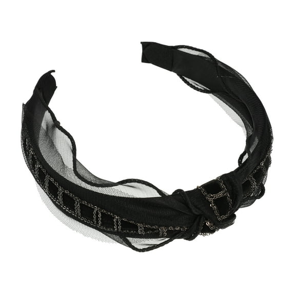 Unique Bargains 1 Pcs Women Knotted Headbands Fashion Metal Chain Knotted Headbands Hair Accessories Silver Tone