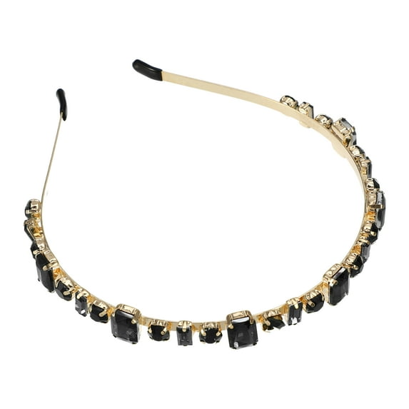 Unique Bargains 1 Pcs Women Knotted Headbands Fashion Rhinestone Thin Head Bands Hair Accessories Black