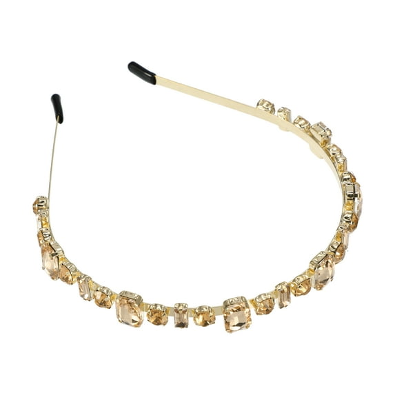 Unique Bargains 1 Pcs Women Knotted Headbands Fashion Rhinestone Thin Head Bands Hair Accessories Champagne