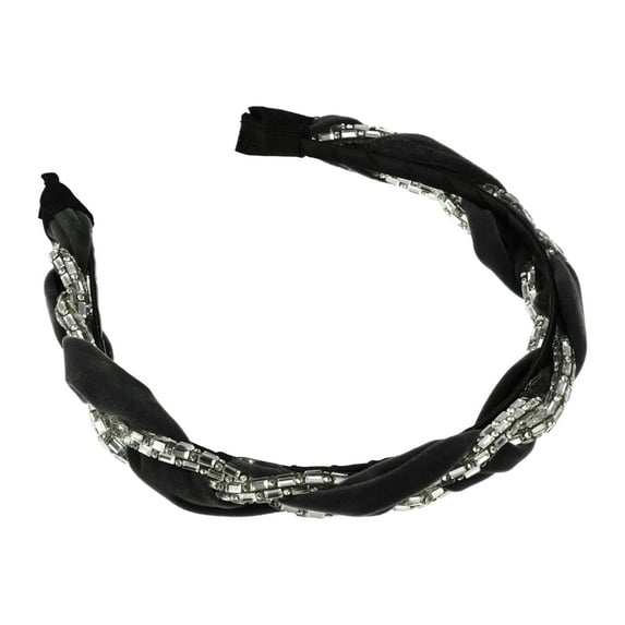 Unique Bargains 1 Pcs Women Knotted Headbands Fashion Vintage Rhinestone Hair Bands Hair Accessories Black