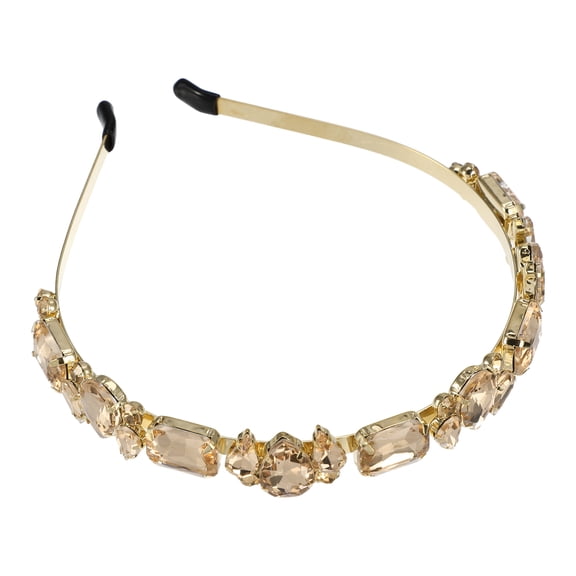 Unique Bargains 1 Pcs Women Knotted Headbands Fashion Vintage Thin Rhinestone Metal Headbands Hair Accessories Champagne