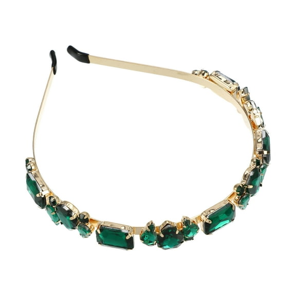 Unique Bargains 1 Pcs Women Knotted Headbands Fashion Vintage Thin Rhinestone Metal Headbands Hair Accessories Green