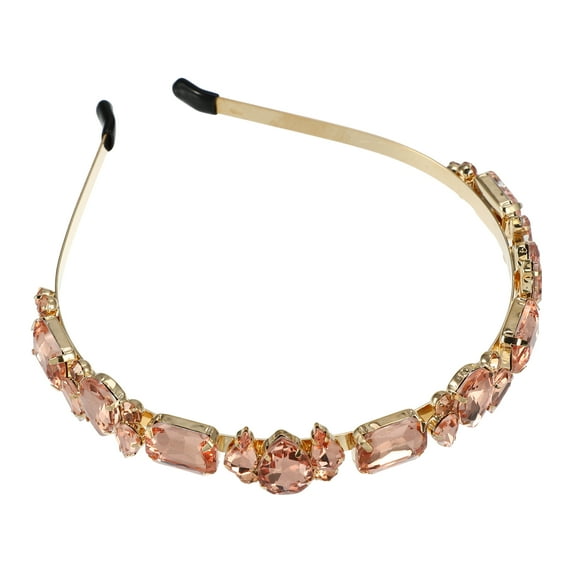 Unique Bargains 1 Pcs Women Knotted Headbands Fashion Vintage Thin Rhinestone Metal Headbands Hair Accessories Pink