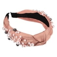 thumbnail image 1 of Unique Bargains 1 Pcs Women Knotted Headbands Fashion Wide Faux Pearl Bead Headband Hair Accessories Pink, 1 of 7