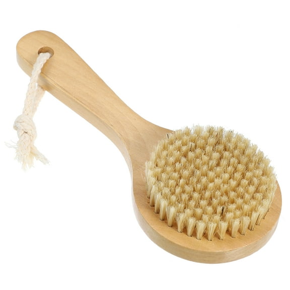 Unique Bargains 1 Pcs Wood Bath Brush Back Scrubber for Shower Brown with Handle Brown-7.9 Inch