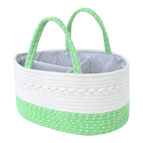 Unique Bargains 1 Pcs Woven Storage Basket Shelf Storage Bin with Handles for Home Green