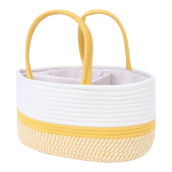 Unique Bargains 1 Pcs Woven Storage Basket Shelf Storage Bin with Handles for Home Yellow