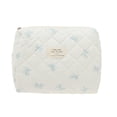 thumbnail image 1 of Unique Bargains 1 Piece Bow Quilting Makeup Bag with Smooth Zipper White, Blue, 1 of 5