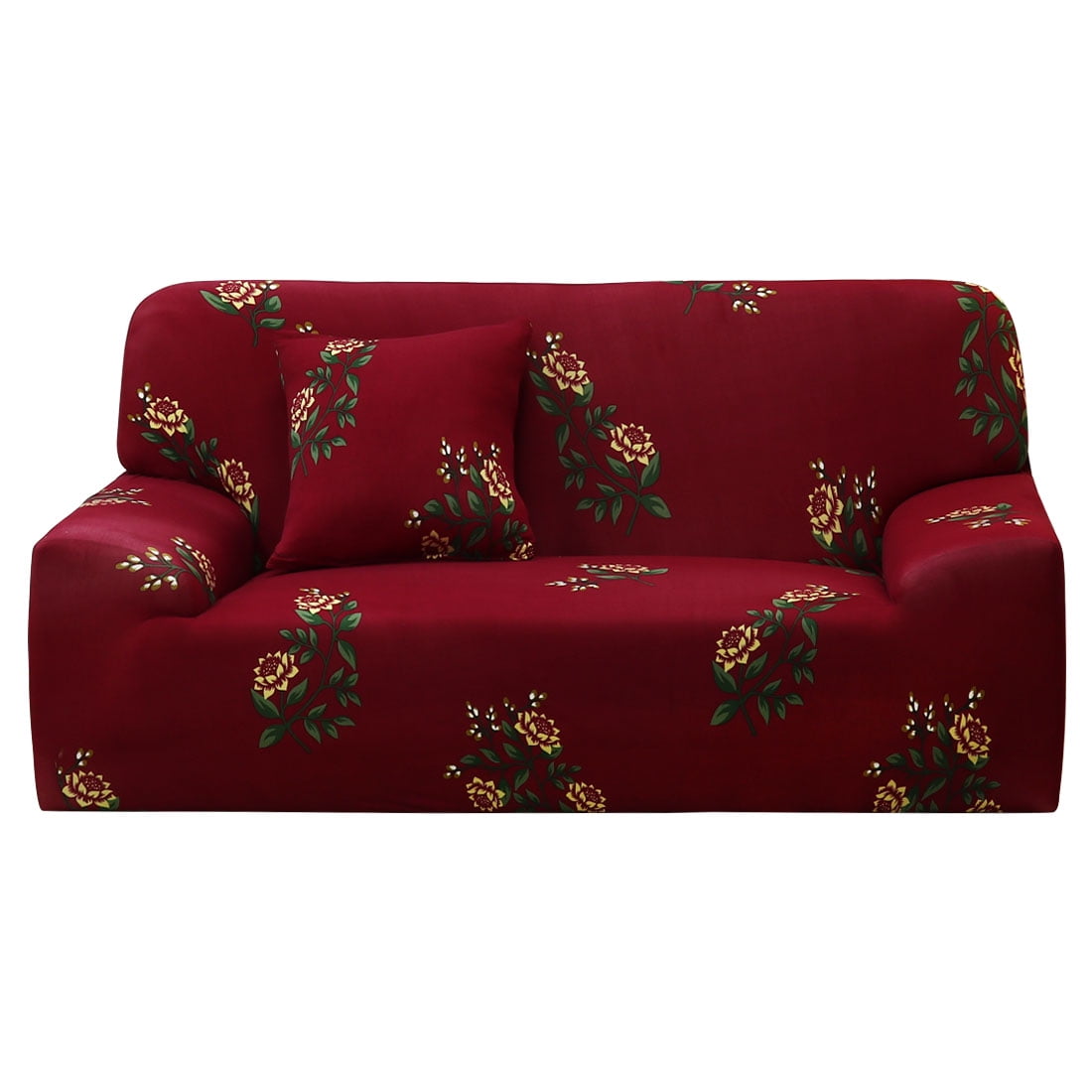 Unique Bargains 1-Piece Contemporary Floral Stretch Loveseat Sofa Cover, Red