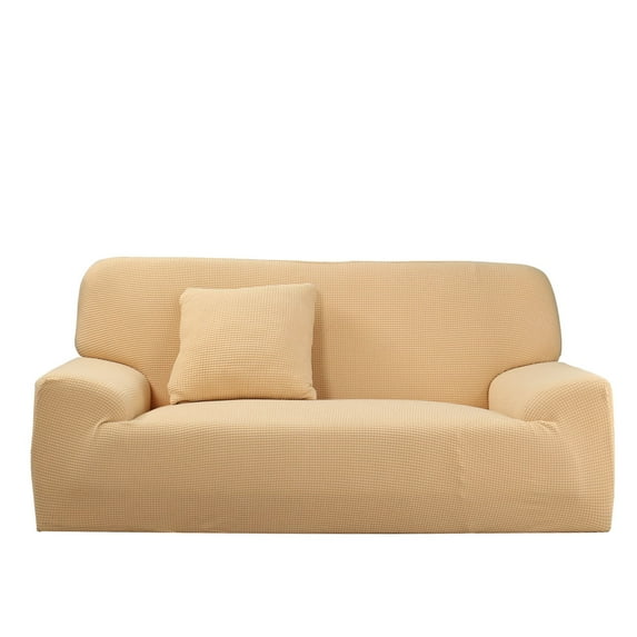 Unique Bargains 1-Piece Jacquard Solid Stretch Loveseat Slipcover, Yellow