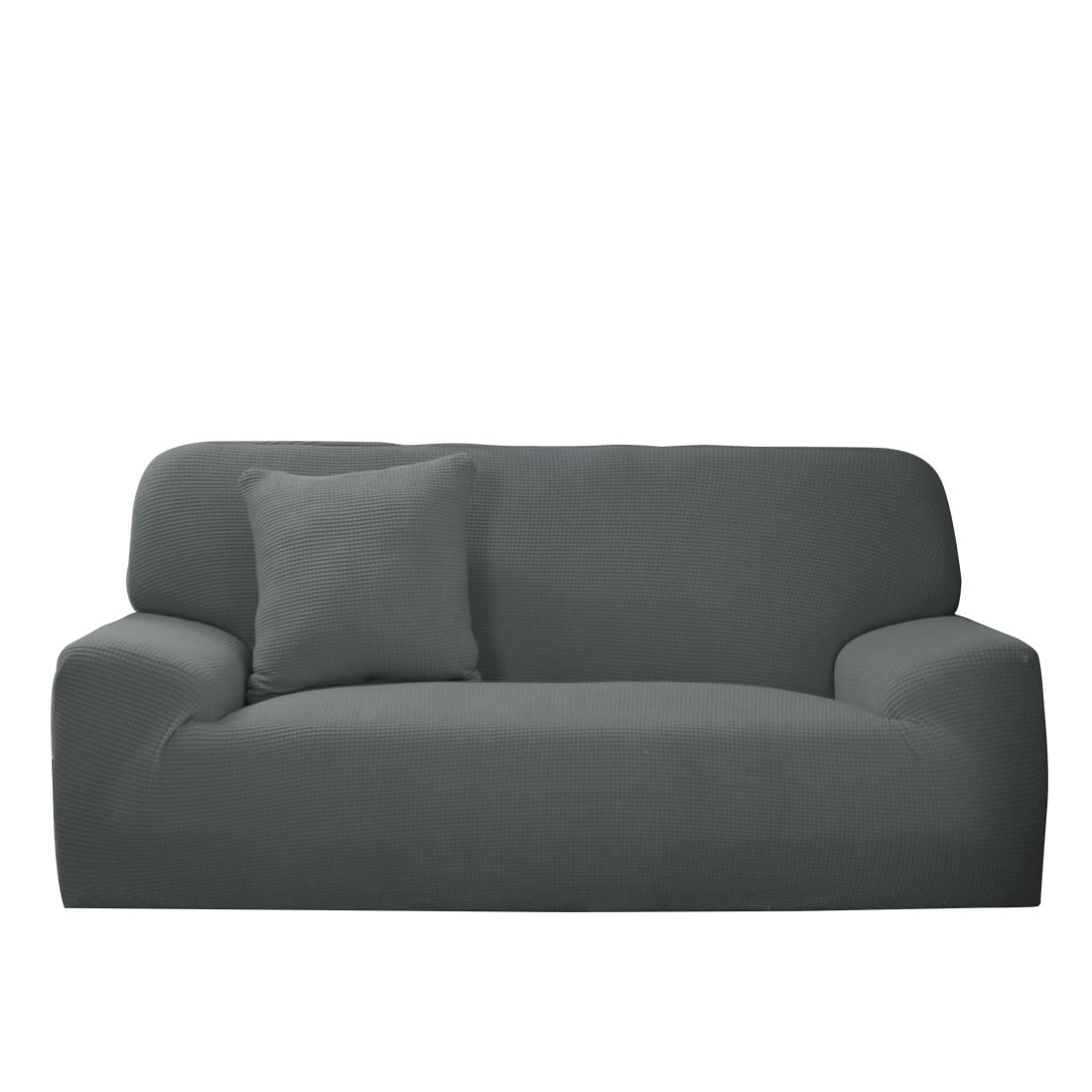 Unique Bargains 1-Piece Jacquard Solid Stretch Sofa Slipcover, Dark Gray