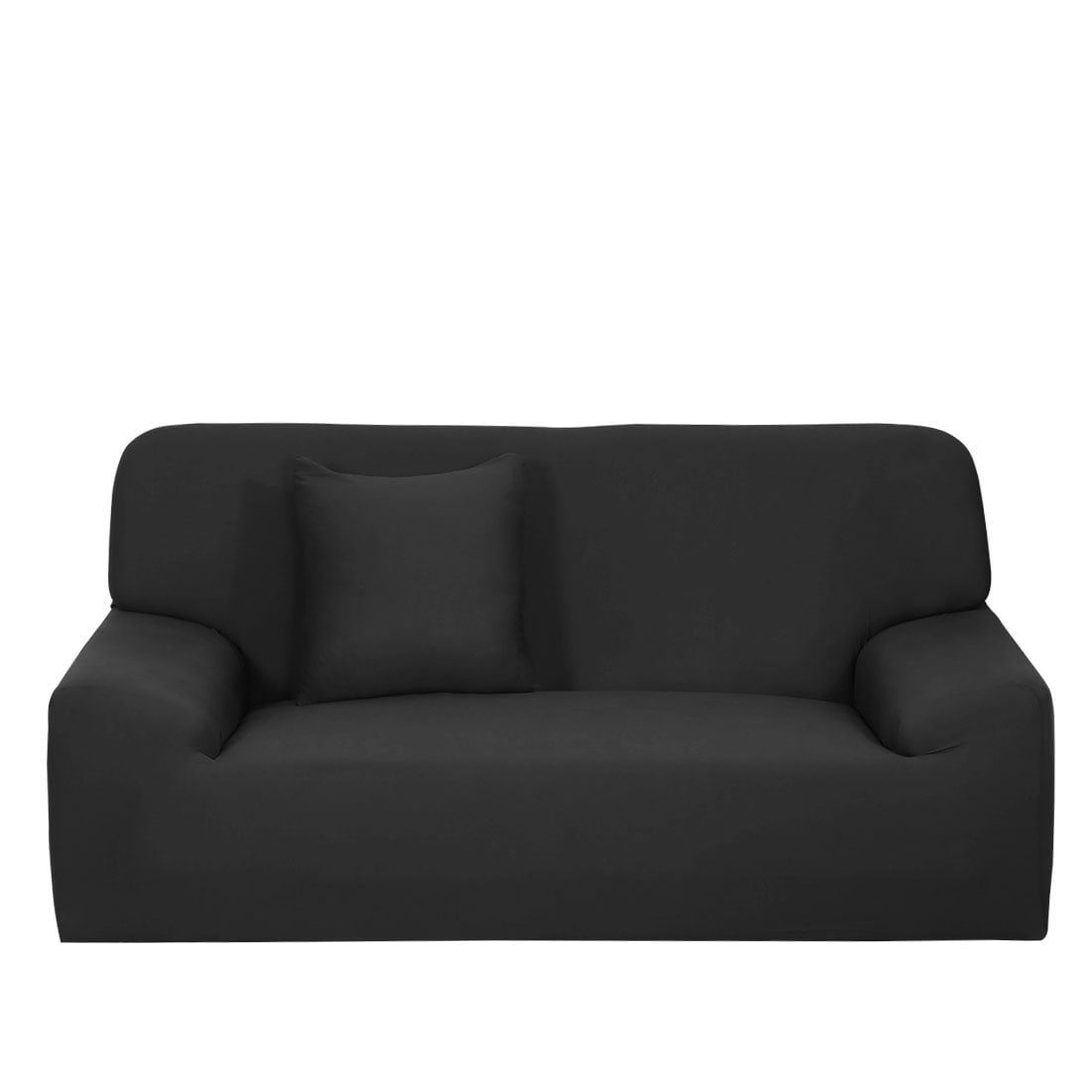 Unique Bargains 1-Piece Modern Solid Stretch Loveseat Slipcover, Black