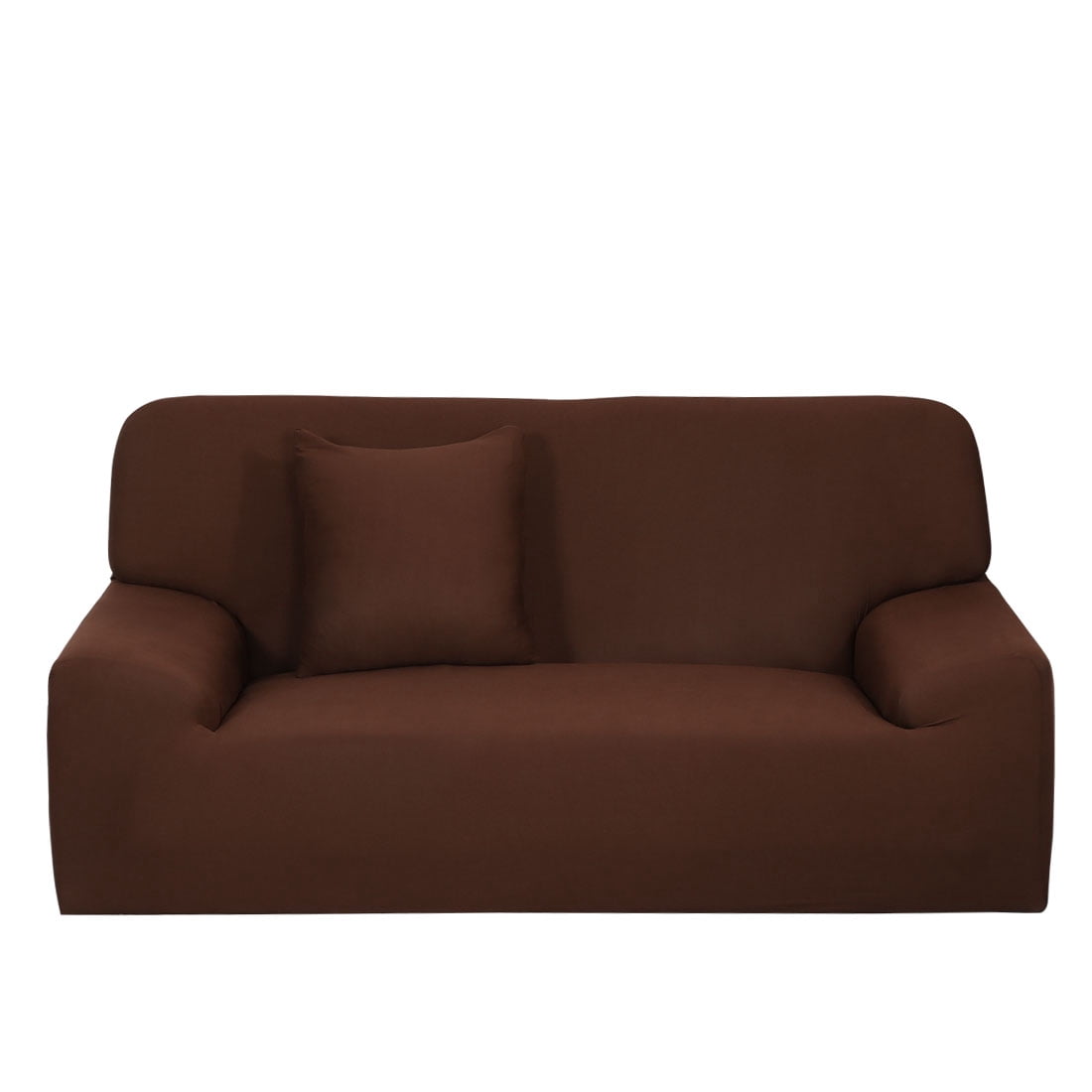 Unique Bargains 1-Piece Modern Solid Stretch Loveseat Slipcover, Chocolate