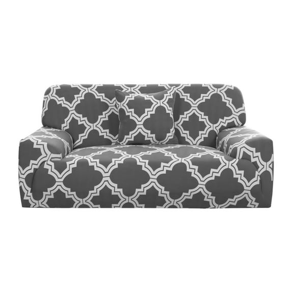 Unique Bargains 1-Piece Oriental Printed Pattern Stretch Sofa Slipcover, Grey