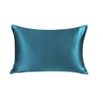 thumbnail image 1 of Unique Bargains 19 Momme Silk Pillowcase with Zipper 1 Pc Peacock Blue 20" x 26", 1 of 8