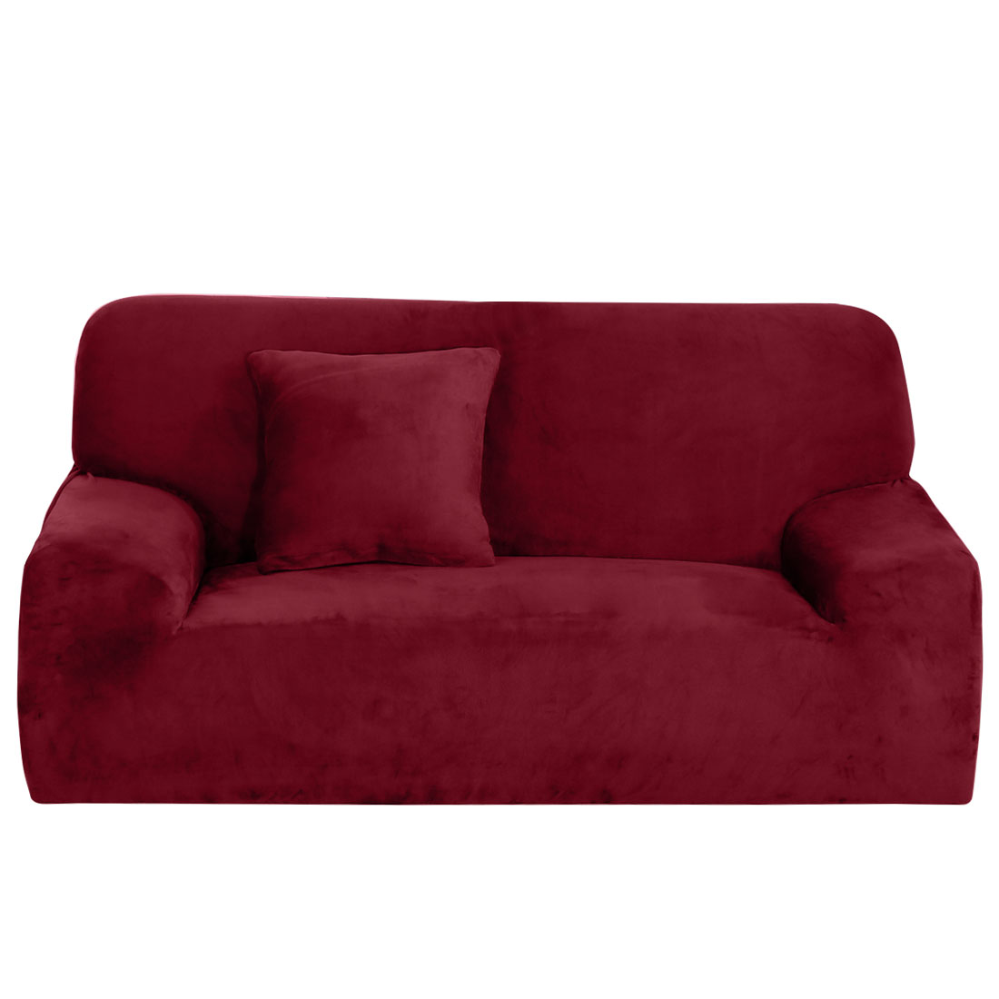 Unique Bargains 1-Piece Solid Transitional Stretch Slipcover Burgundy loveseats