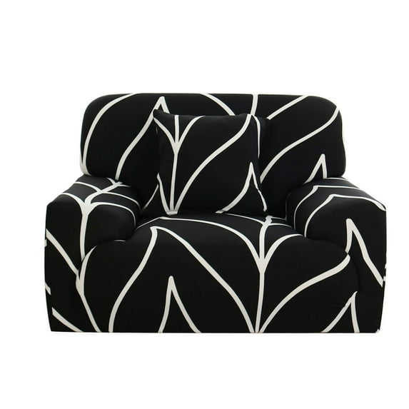 Unique Bargains 1-Piece Traditional Leaves Stretch Armchair slip covers, Black