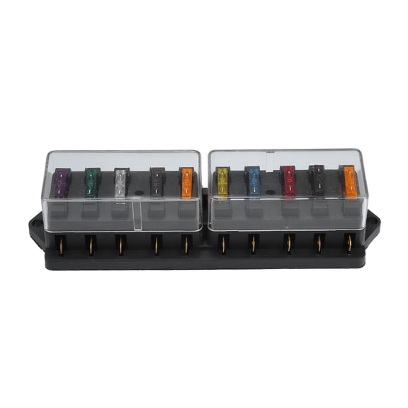 Unique Bargains 1 Set 10 Way Blade Fuse Block Box Holder W/ Negative Bus ATC/ATO Standard Circuit 10V-32V DC for Auto