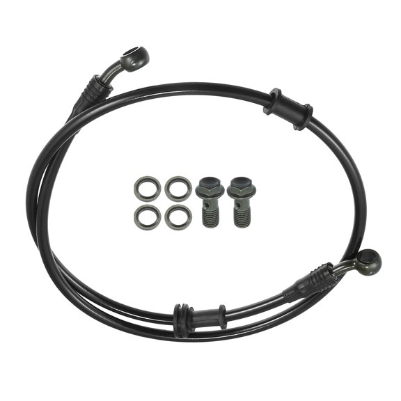Unique Bargains 1 Set 100cm 39.37" Universal Motorcycle Hydraulic Brake Oil Hose 28 28 Degree Oil Line Pipe Black