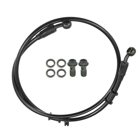 Unique Bargains 1 Set 110cm 43.31" Universal Motorcycle Hydraulic Brake Oil Hose 28 28 Degree Oil Line Pipe Black