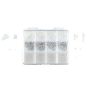 Unique Bargains 1 Set 12 Grid Mixed Style C Nail Decoration Silver Tone White PET