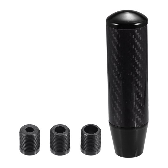 Unique Bargains 1 Set 13cm Shift Knob - with 3 Adapter for Automatic and Manual Vehicle - Aluminum Alloy Black