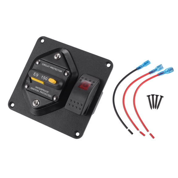 Unique Bargains 1 Set 150A Circuit Breaker Panel with Wire Screw for Boats Cars Trucks Buses ATVs RVs Stainless Steel