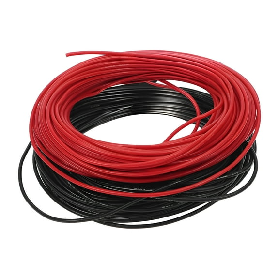 Unique Bargains 1 Set 18AWG Universal Ground Wire Car Radio, Automotive, Car speakers Power Wire Fully Insulated& Soft Touch Jacket TC Black,Red 66FT Black+66FT Red