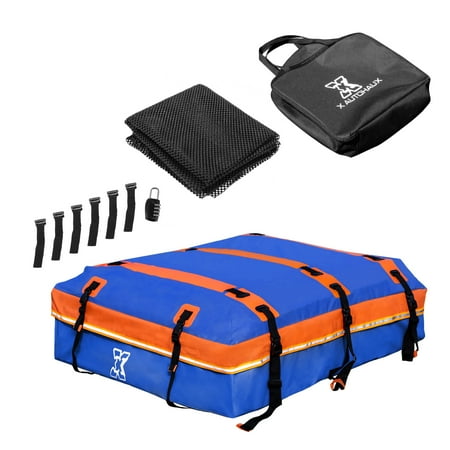 Unique Bargains 1 Set 20 Cubic Feet Car Roof Bag Rooftop Cargo Carrier Bag Carriers for Cars with or without Rack Blue