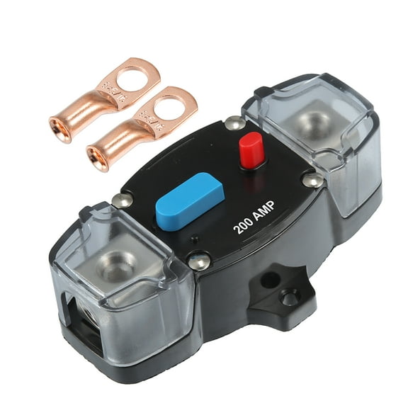 Unique Bargains 1 Set 200A Circuit Breaker with Manual Reset Switch 12V-48V DC with 2pcs Battery Terminal for Boat