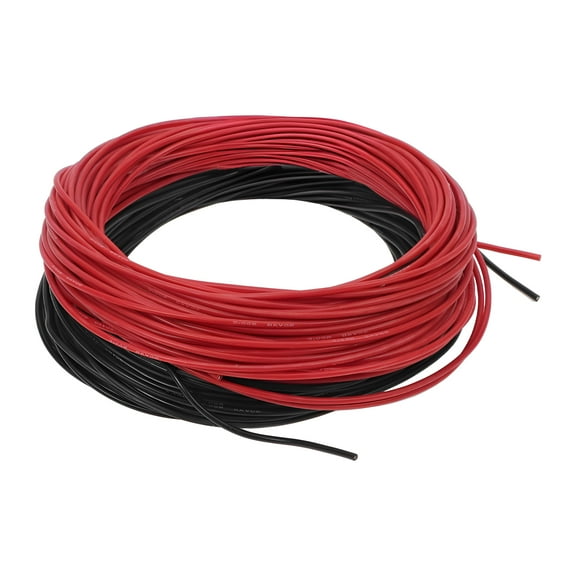 Unique Bargains 1 Set 20AWG Universal Ground Wire Car Radio, Automotive, Car speakers Power Wire Fully Insulated& Soft Touch Jacket TC Black,Red 49FT Black+49FT Red