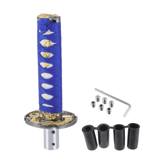 Unique Bargains 1 Set 20cm Shifter Knob - with 4 Adapter for Automatic and Manual Vehicle - Iron Blue