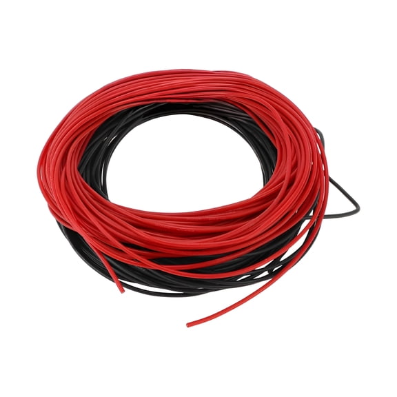 Unique Bargains 1 Set 22AWG Universal Ground Wire Car Radio, Automotive, Car speakers Power Wire Fully Insulated& Soft Touch Jacket TC Black,Red 49FT Black+49FT Red